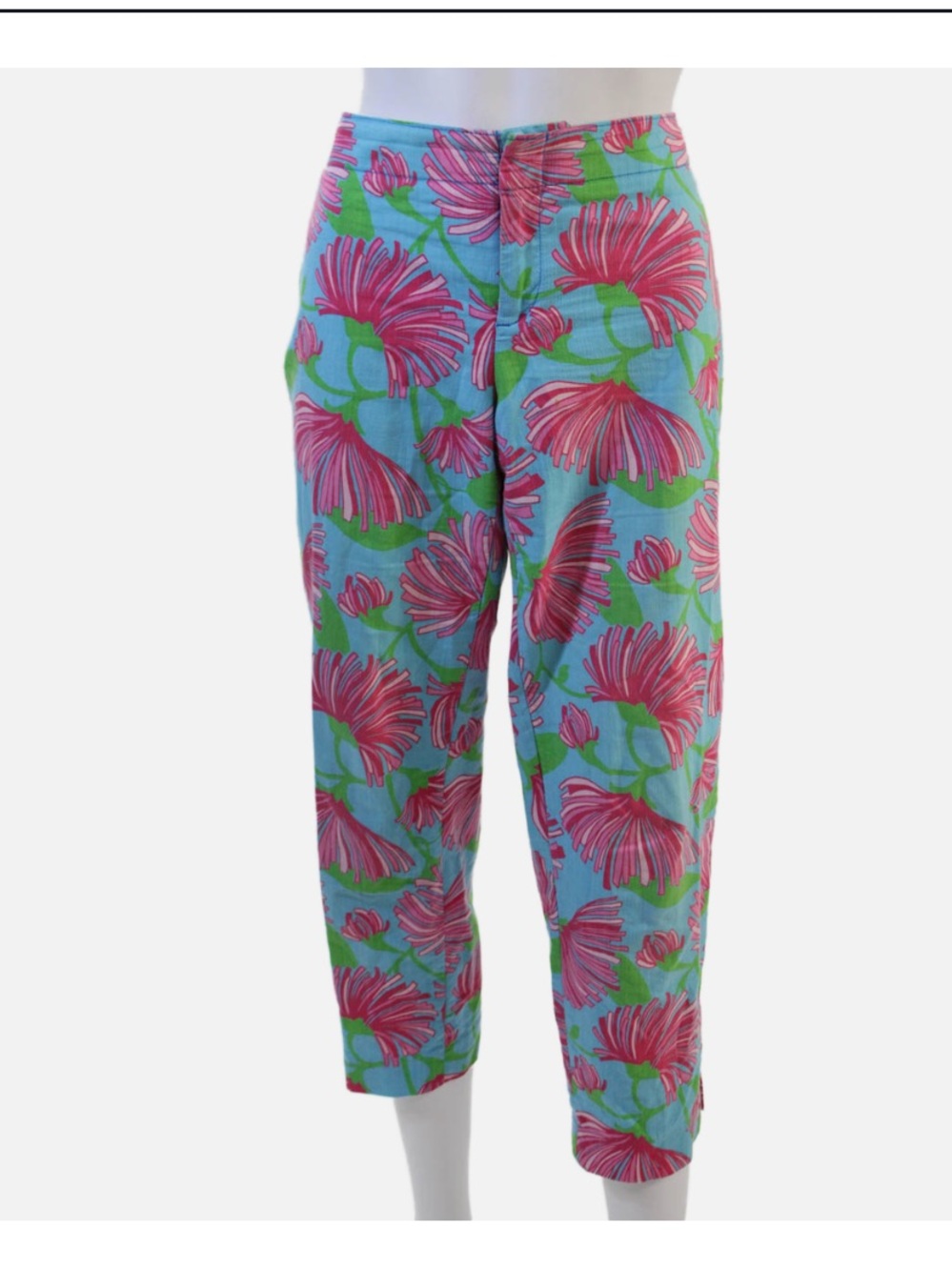 Lilly Pulitzer Originals Resort Fit Cotton Blend Floral Crop Pants Sz 8 Preppy